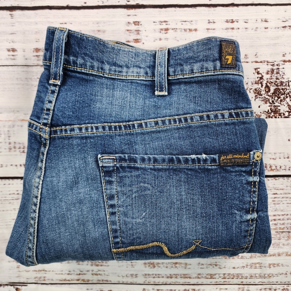 7 For All Mankind Austyn Mens Relaxed Straight‎ Leg Distressed Jeans Blue 38x29